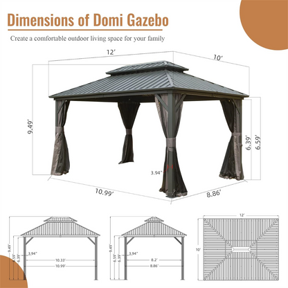 10' x 12' Hardtop Aluminum Gazebo