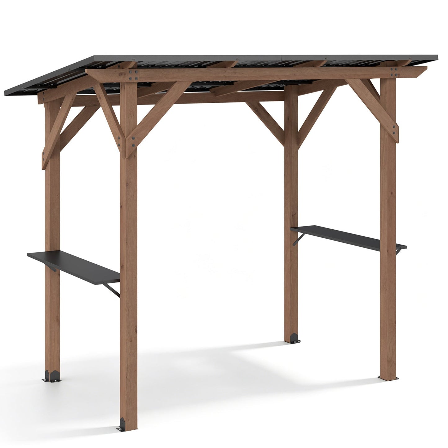 Grill Gazebo 8.6 x 5 FT Cedar Wood with Serving Shelves