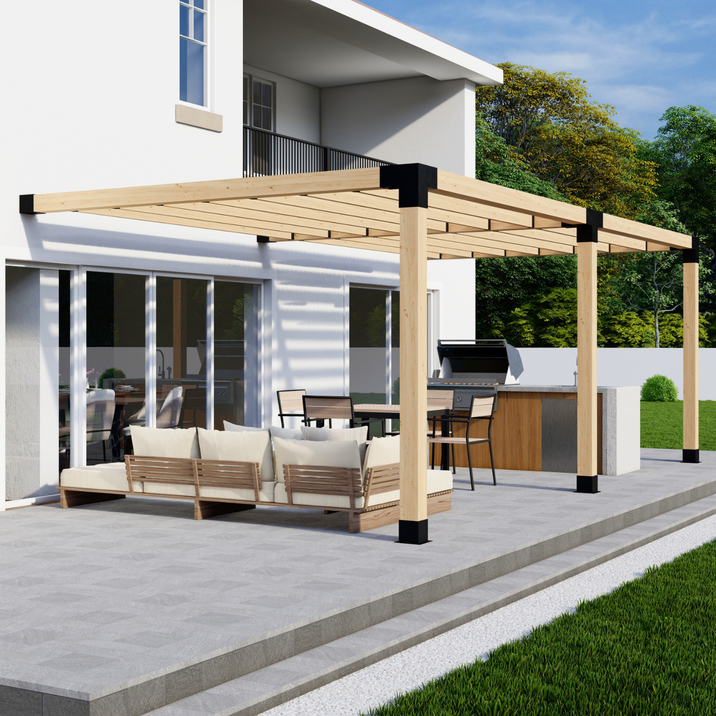 DIY Pergola Bracket Kit for an Attached Pergola With Slatted Roof - Any Size Up to 24' x 12'