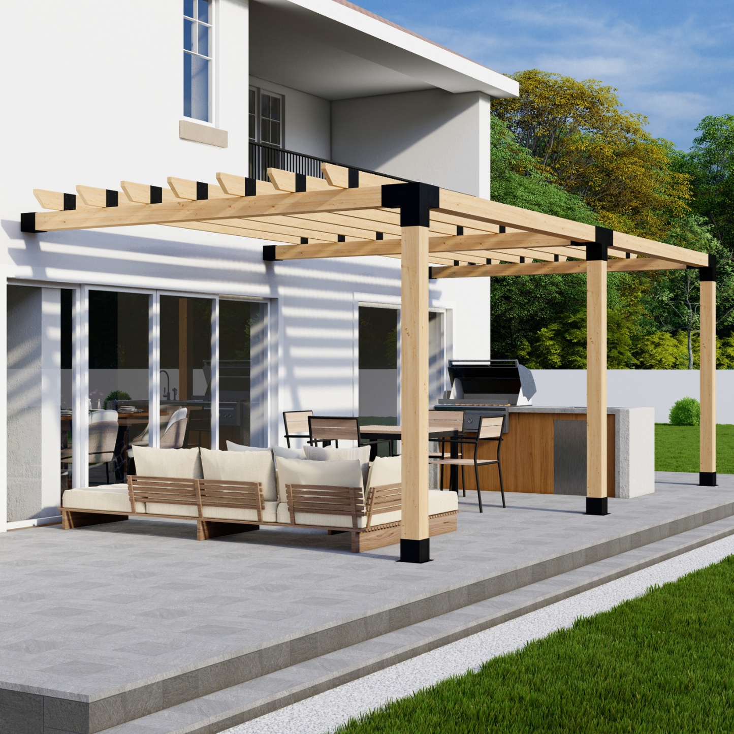DIY Pergola Bracket Kit for an Attached Pergola With Roof Rafters - Any Size Up to 24' x 12'