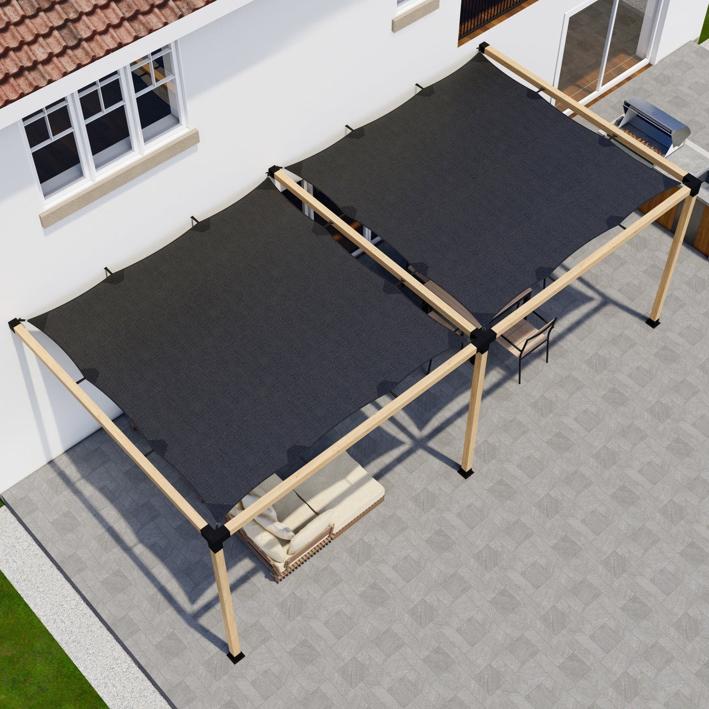 DIY Pergola Kit for an Attached Pergola With Canopies - Any Size Up to 24' x 12'