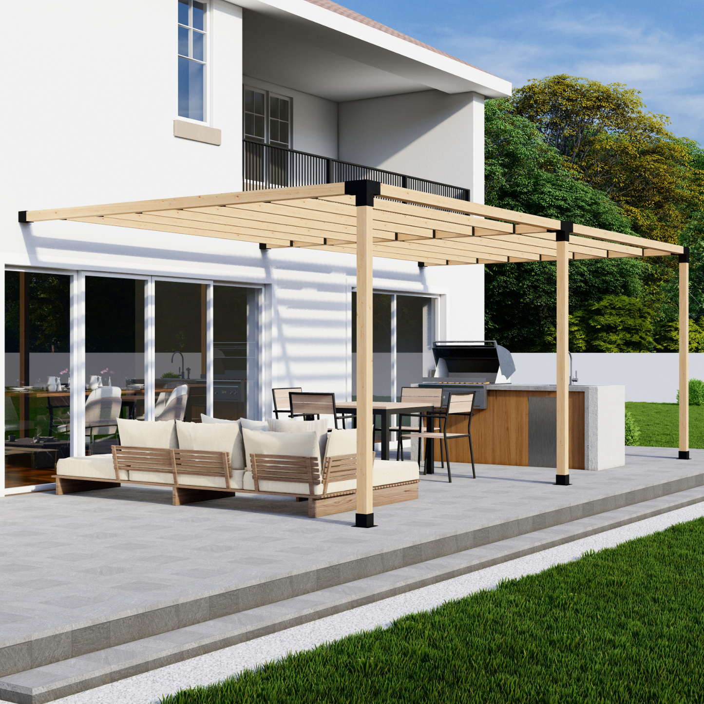 DIY Pergola Bracket Kit for an Attached Pergola With Slatted Roof - Any Size Up to 24' x 12'