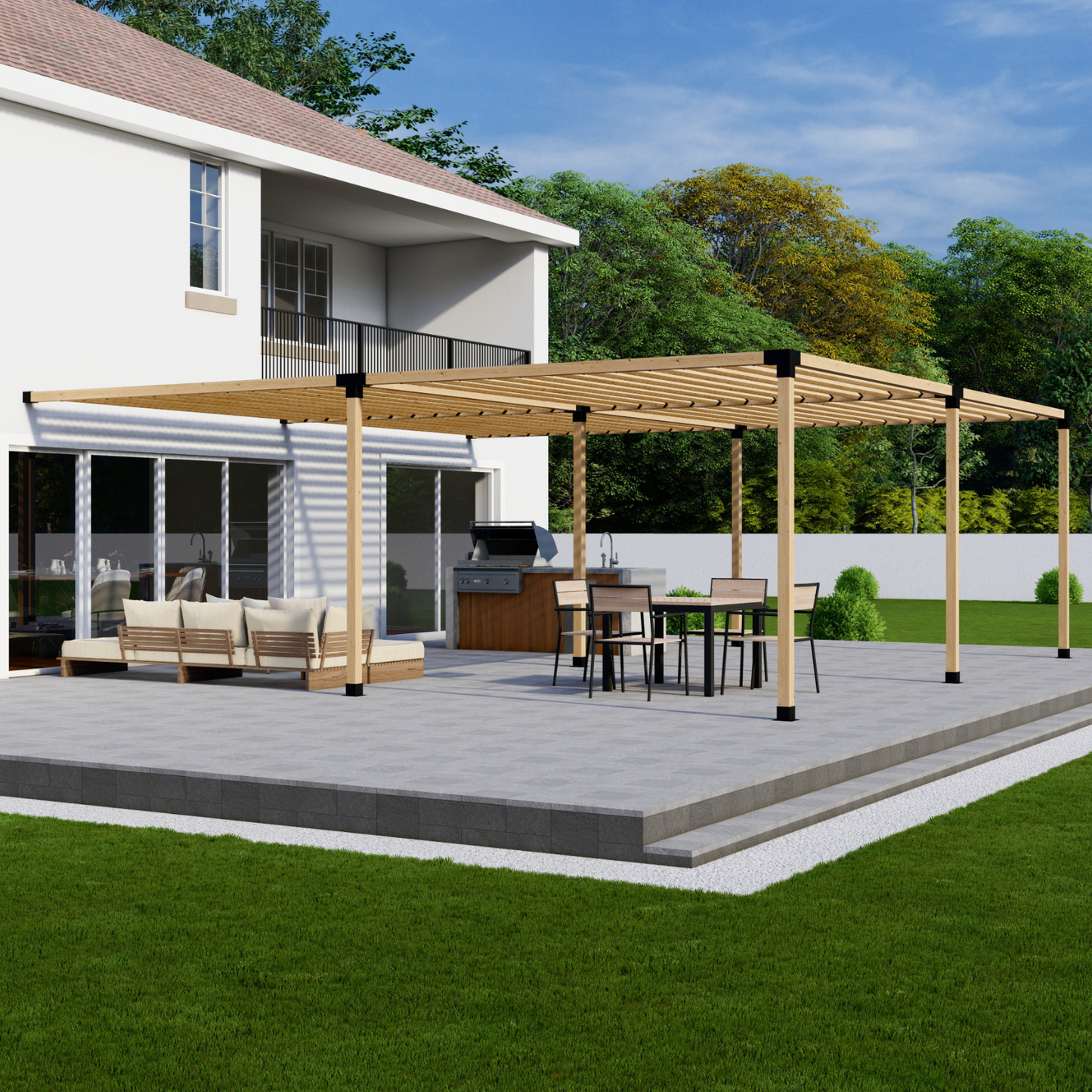 DIY Pergola Bracket Kit for an Attached Pergola With Slatted Roof - Any Size Up to 24' x 24'