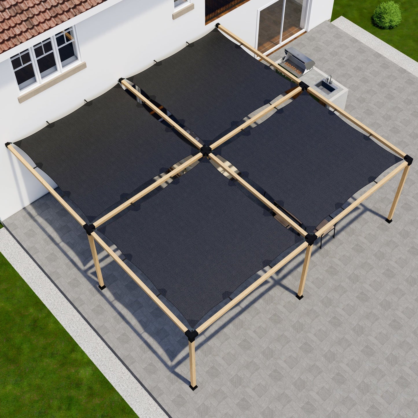 DIY Pergola Kit for an Attached Pergola With Canopies - Any Size Up to 24' x 24'