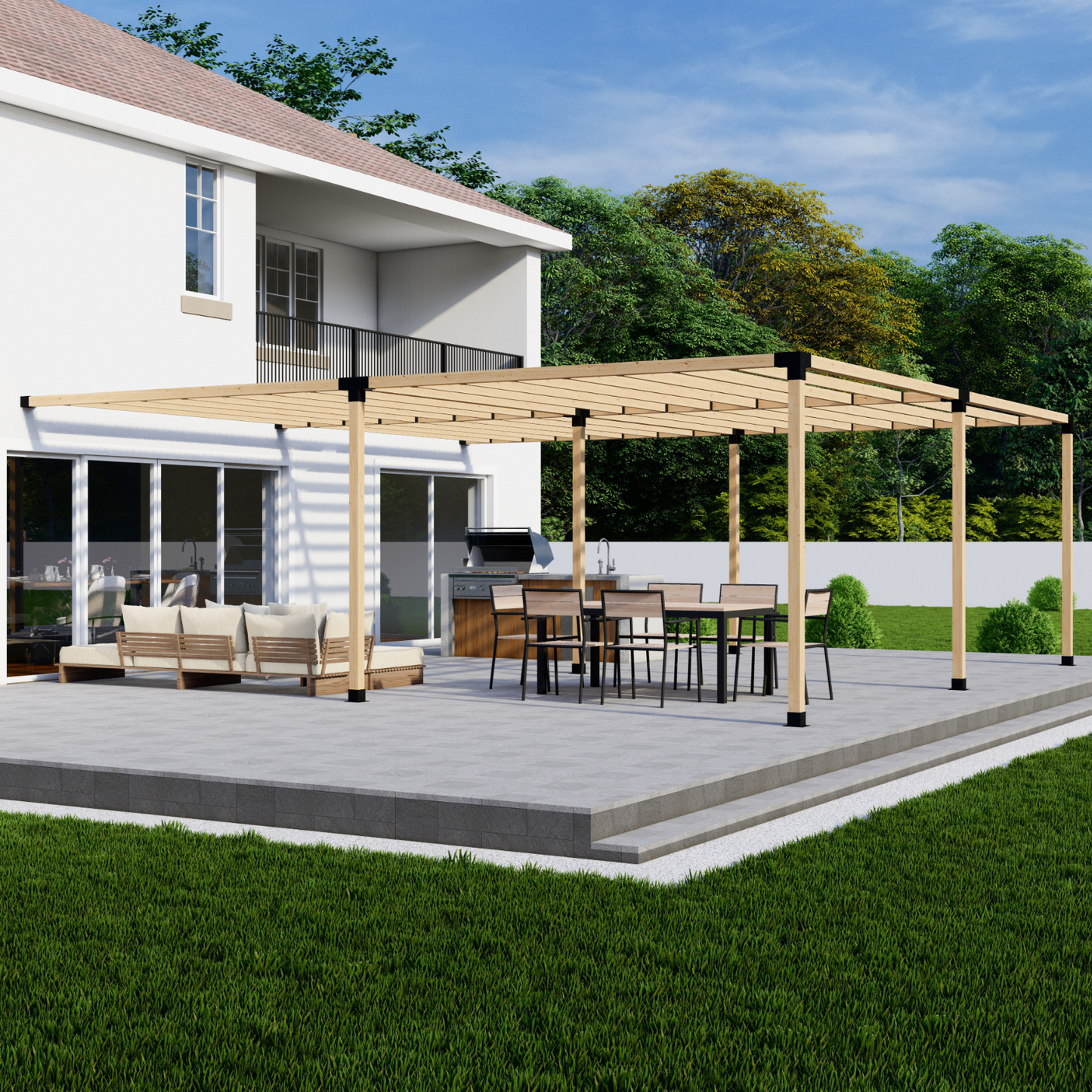 DIY Pergola Bracket Kit for an Attached Pergola With Slatted Roof - Any Size Up to 24' x 24'