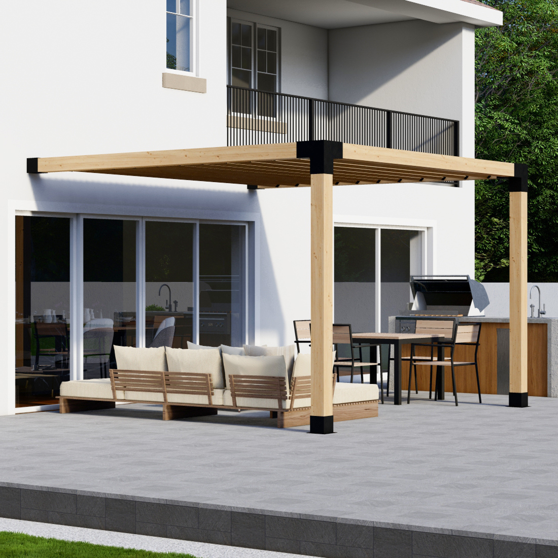 DIY Pergola Bracket Kit for an Attached Pergola With Slatted Roof - Any Size Up to 12' x 12'