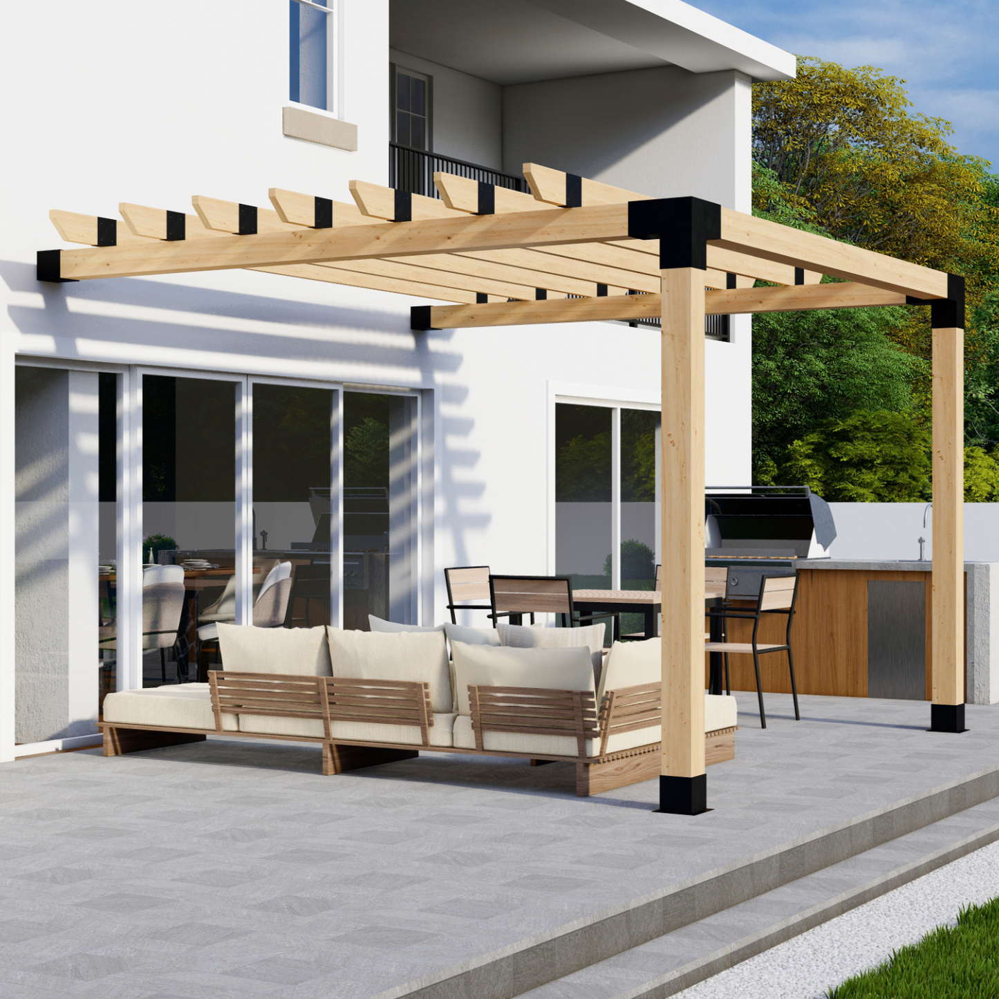 DIY Pergola Bracket Kit for an Attached Pergola With Roof Rafters - Any Size Up to 12' x 12'