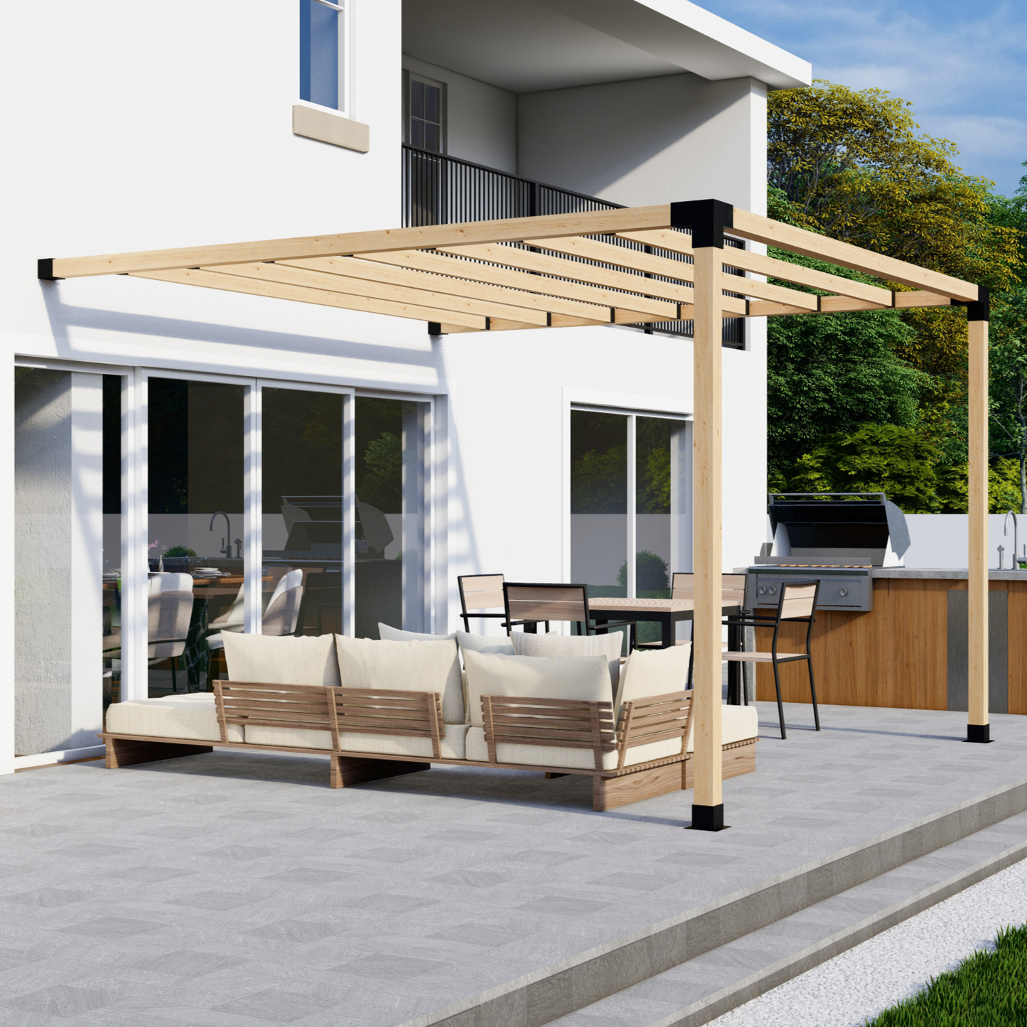 DIY Pergola Bracket Kit for an Attached Pergola With Slatted Roof - Any Size Up to 12' x 12'