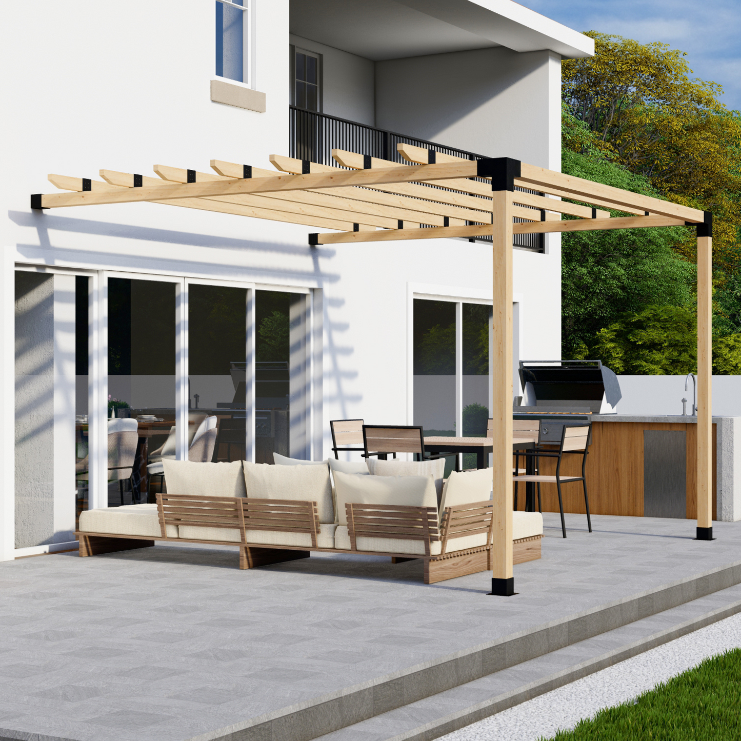 DIY Pergola Bracket Kit for an Attached Pergola With Roof Rafters - Any Size Up to 12' x 12'