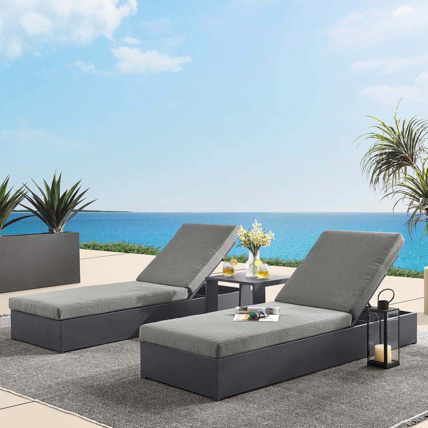 Tahoe 3-Piece Outdoor Patio Chaise Lounge Set