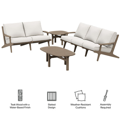 Saratoga 4-Piece Outdoor Patio Teak Wood Furniture Set by Modway