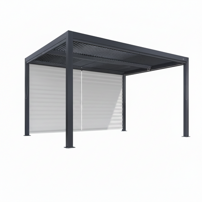 Gray Louvered Pergola Outdoor Aluminum Pergola with Adjustable Roof for Patio Gray Hardtop Gazebo
